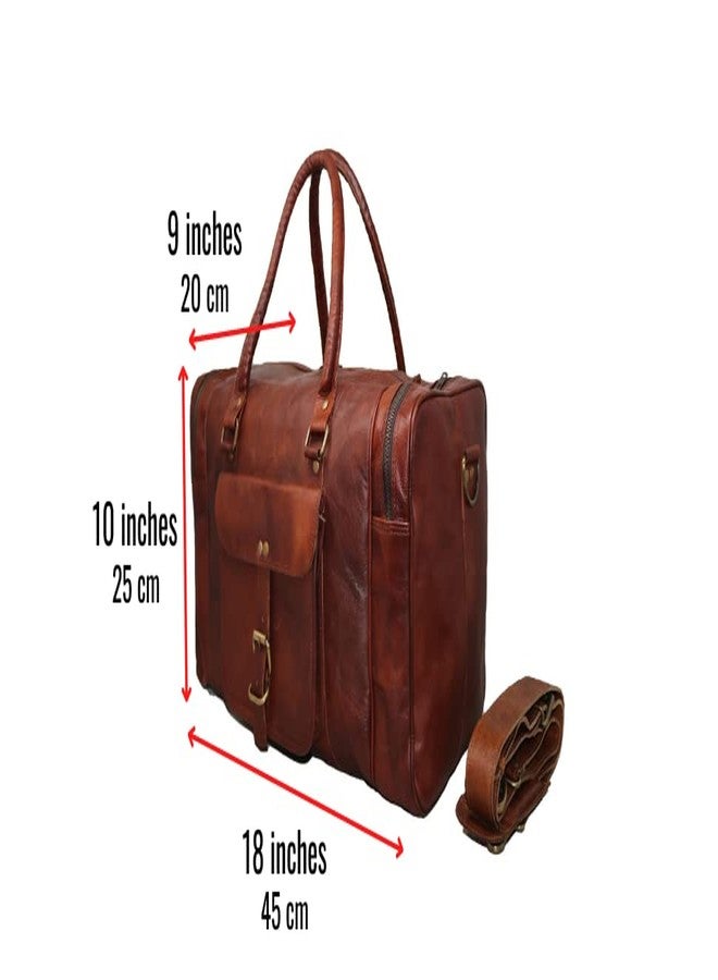 jaald Mens Leather Duffle Bag Carry On Small Weekend Travel Sports Gym Bag for Men by Jaald - Image 3