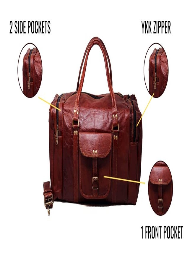 jaald Mens Leather Duffle Bag Carry On Small Weekend Travel Sports Gym Bag for Men by Jaald - Image 4