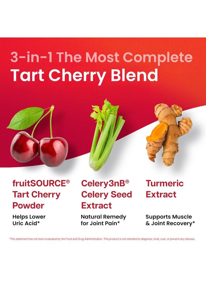 Nutriana 3 in 1 Tart Cherry Extract Capsules with Turmeric & Celery Seed for Uric Acid Flush Cleanse, Joint & Feet Support Pills, 60 Veggie Capsules Manufactured in USA - Image 2