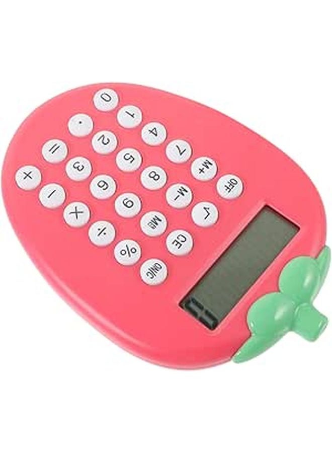 Strawberry Solar Calculator Portable Student Keychain Handheld Basic Math Tool - Image 1