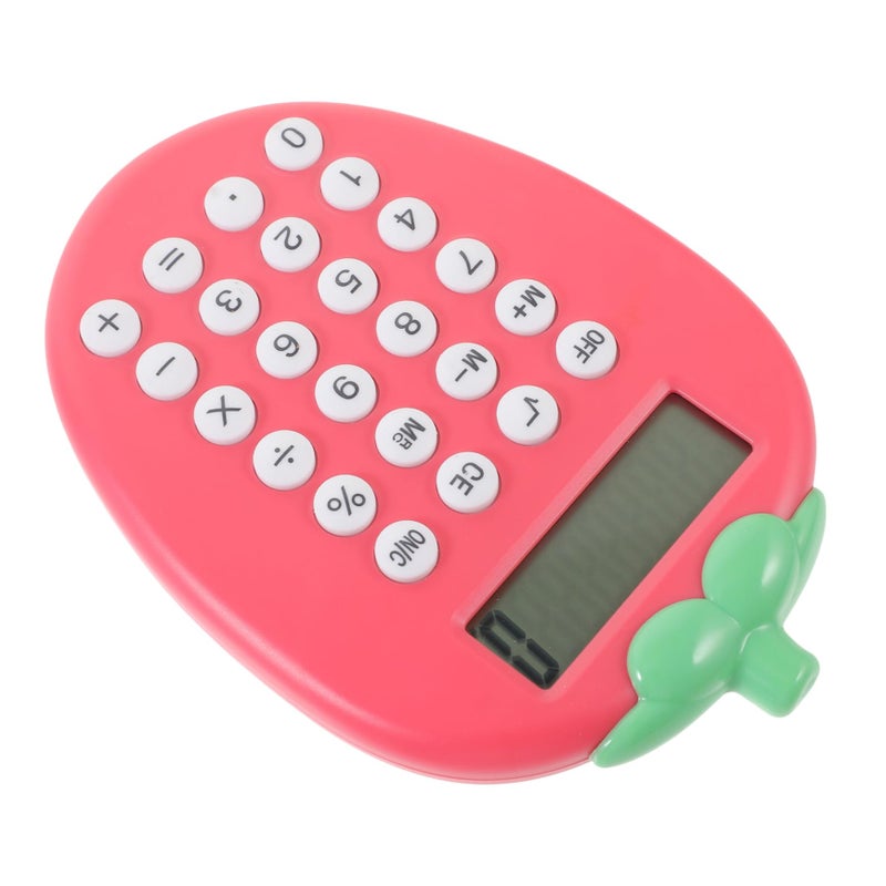 Strawberry Solar Calculator Portable Student Keychain Handheld Basic Math Tool - Image 2