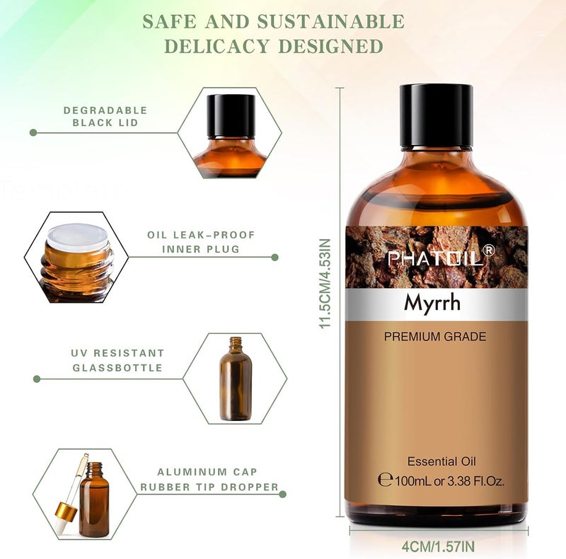 PHATOIL Myrrh Essential Oil 100ML, Pure Premium Grade Myrrh Essential Oils for Diffuser, Humidifier, Aromatherapy, Candle Making - Image 5