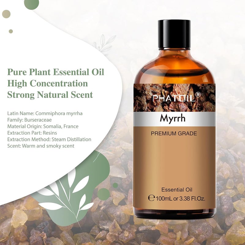 PHATOIL Myrrh Essential Oil 100ML, Pure Premium Grade Myrrh Essential Oils for Diffuser, Humidifier, Aromatherapy, Candle Making - Image 2