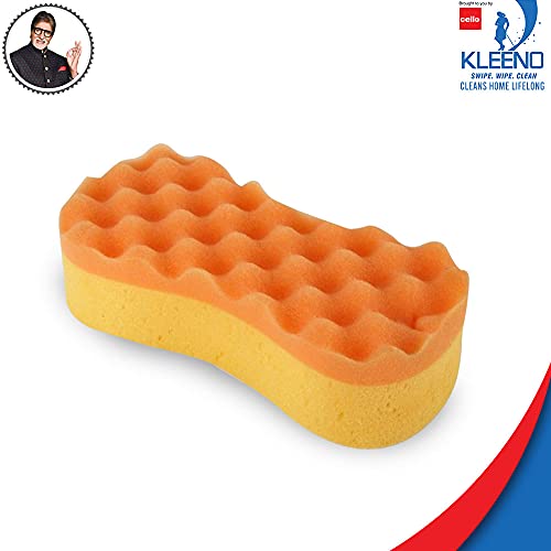 Kleeno by Cello Easy Grip Washing Sponge, 1pc, Orange & Yellow - Image 5