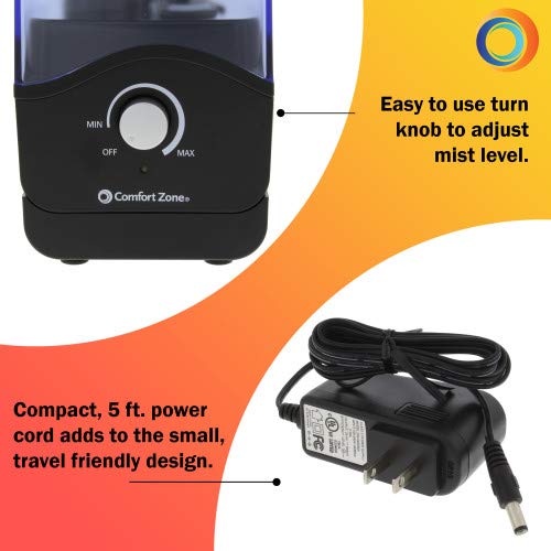 Comfort Zone CZHD10BK 0.15 Gallon Ultrasonic Aromatherapy Humidifier with Automatic Shutoff, Black - Image 4