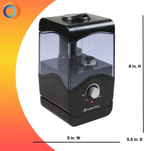 Comfort Zone CZHD10BK 0.15 Gallon Ultrasonic Aromatherapy Humidifier with Automatic Shutoff, Black - Image 3