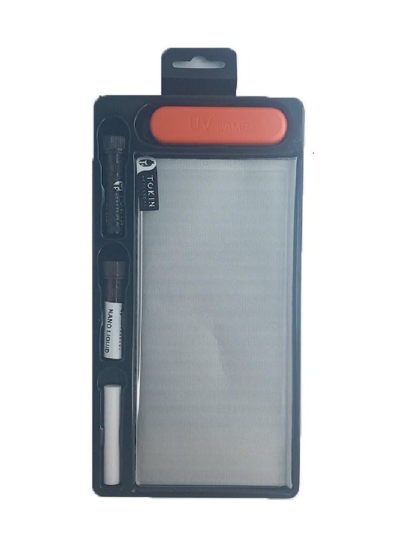 توكين واقي شاشة من الزجاج المقوى بتغطية كاملة من الغراء السائل بالأشعة فوق البنفسجية لهاتف Samsung Galaxy S23 Plus - شفاف - Image 4