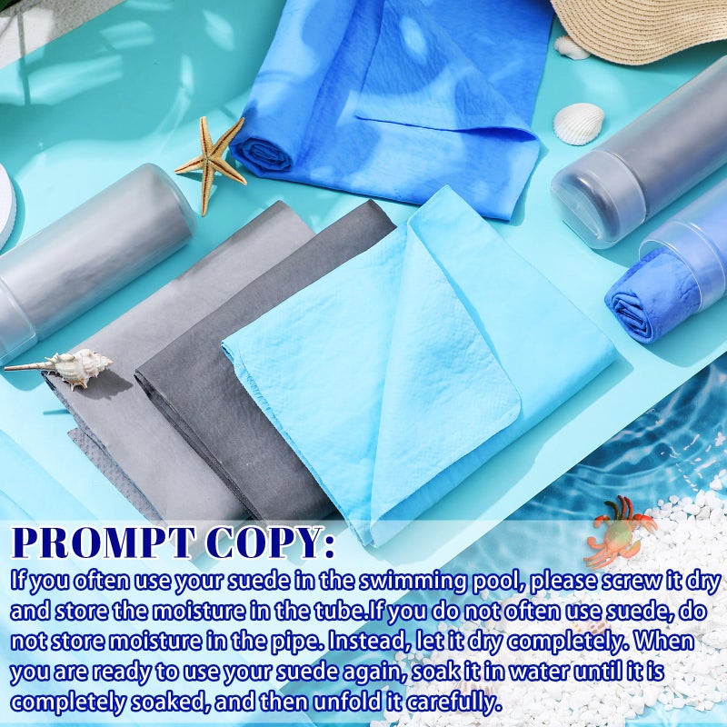 Tisancy 4 Pcs Swim Chamois Towel Swim Towel Shammy Towel Swimming Towel Sports Towel Swimmers Towel for Diving Swimming Triathlons and Other Water Sports (Blue, Navy, Gray, Black,13 x 17 Inch) - Image 3