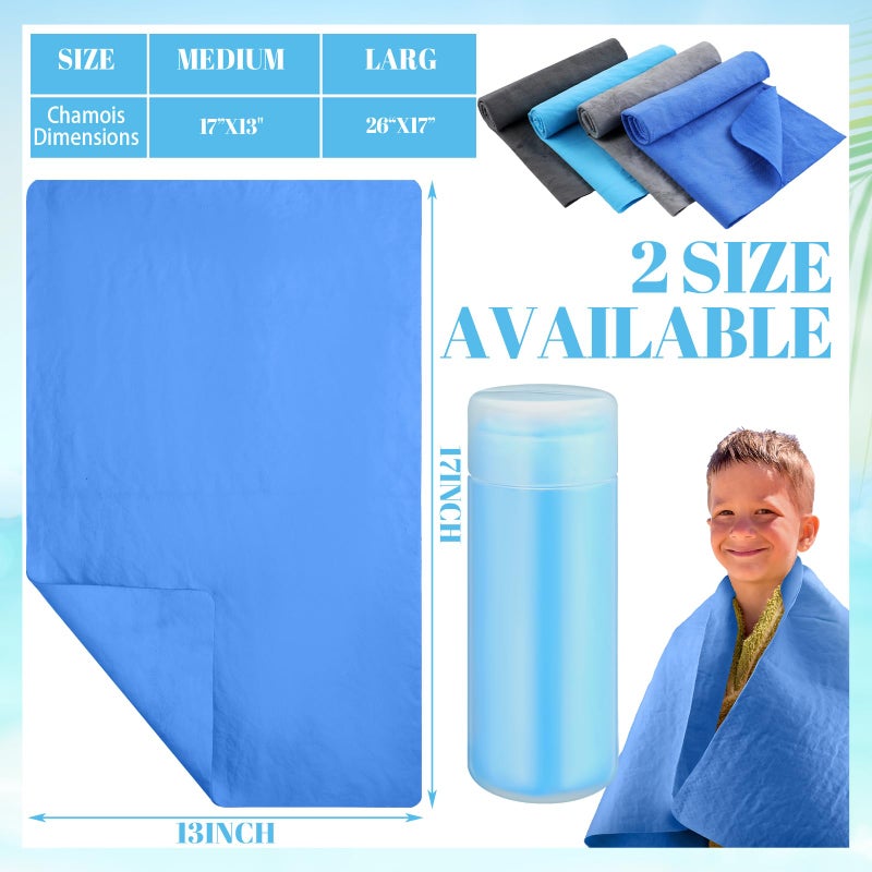 Tisancy 4 Pcs Swim Chamois Towel Swim Towel Shammy Towel Swimming Towel Sports Towel Swimmers Towel for Diving Swimming Triathlons and Other Water Sports (Blue, Navy, Gray, Black,13 x 17 Inch) - Image 2