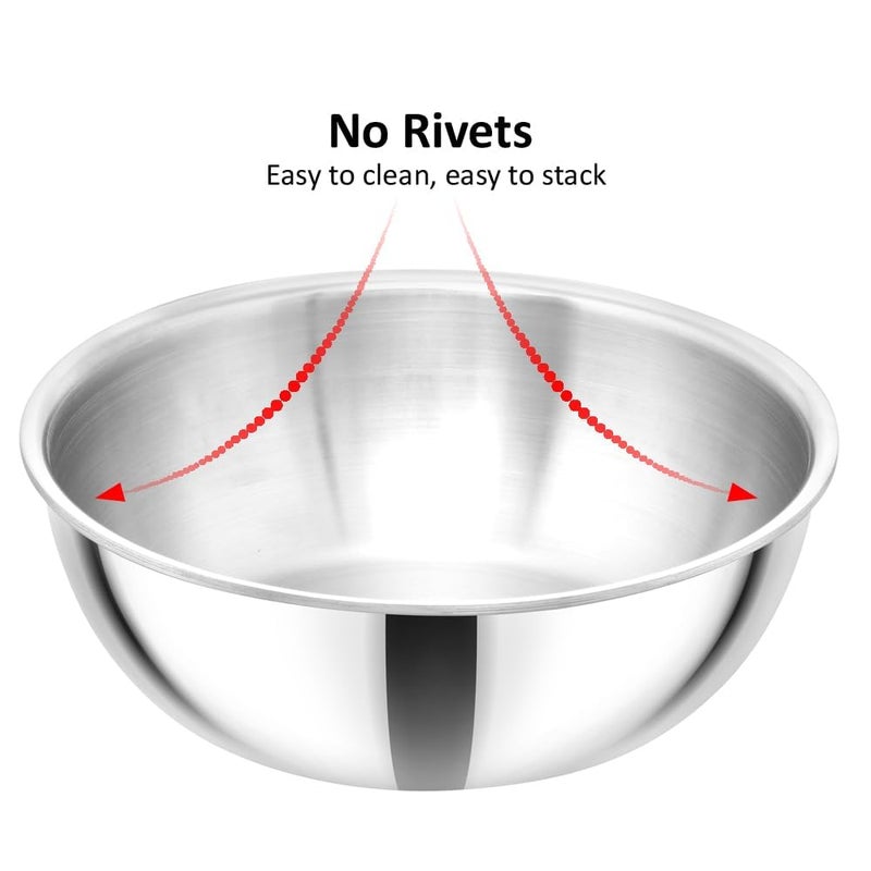 Hawkins Kitchen Pack Triply Stainless Steel Metro Kadhai, Tasla, Kadai, (2, 4 Litre and 5 Litre) - Image 5