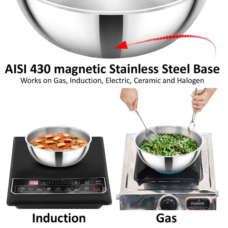 Hawkins Kitchen Pack Triply Stainless Steel Metro Kadhai, Tasla, Kadai, (2, 4 Litre and 5 Litre) - Image 4