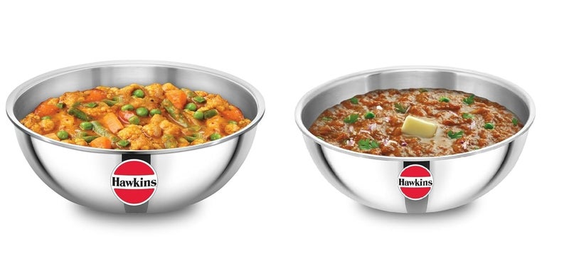 Hawkins Kitchen Pack Triply Stainless Steel Metro Kadhai, Tasla, Kadai, (2, 4 Litre and 5 Litre) - Image 1
