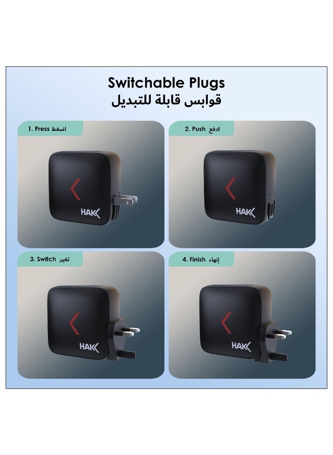 هاك شاحن GaN Gen سريع 100 وات، محول طاقة USB-C بأربعة منافذ، قابس شحن كمبيوتر محمول من النوع C لأجهزة MacBook Pro/Air، iPhone 17/16/15، iPad، Galaxy S24/S23 Ultra، Steam Deck، Huawei، Xiaomi، Dell XPS - أسود - Image 5