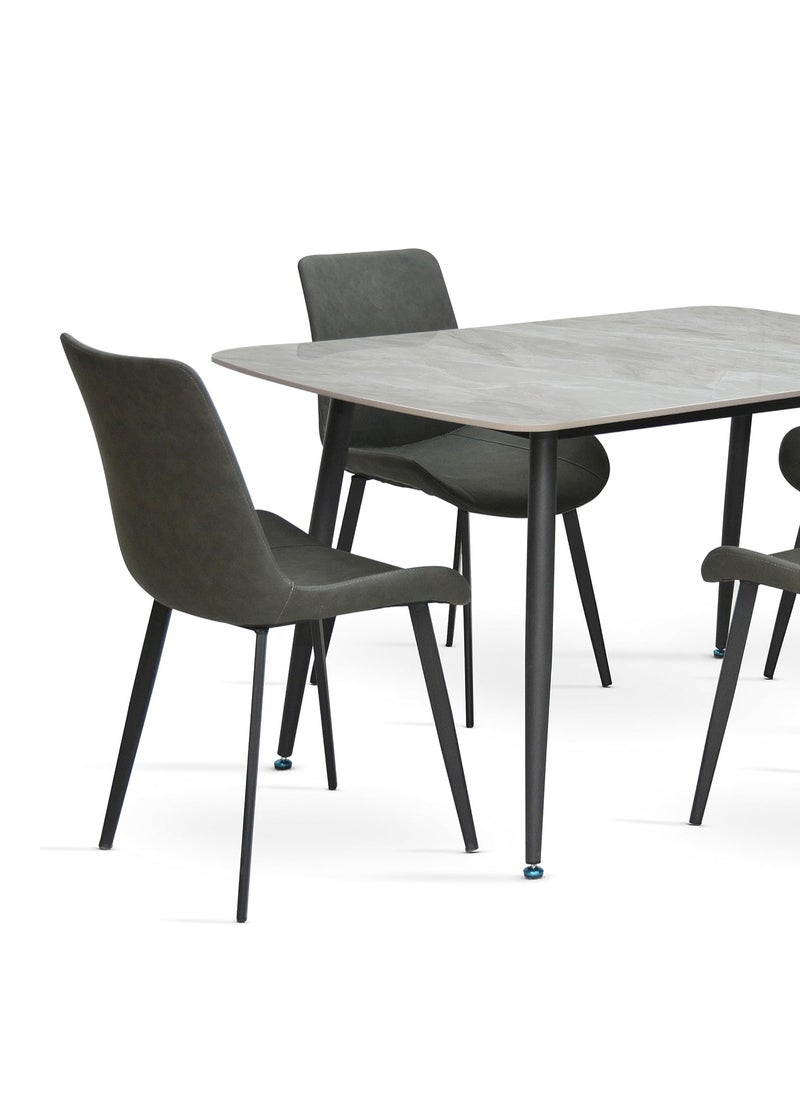 KARNAK Modern Design Marble Dining Table Set (1 Table + 4 Chairs) with PVC Leather Chairs  - Image 3