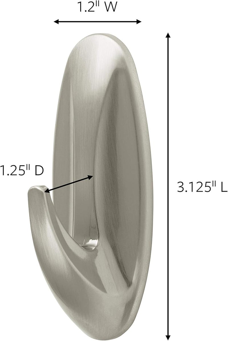Command Medium Brushed Nickel Faux Design Hook - Damage-Free Hanging Solution - Image 2