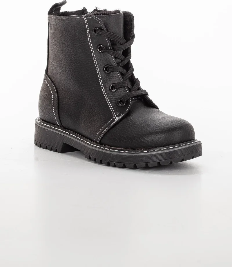 Dilimler Ayakkabı ŞirinYoung Orthopedic Zippered Leather Black Boy Boots