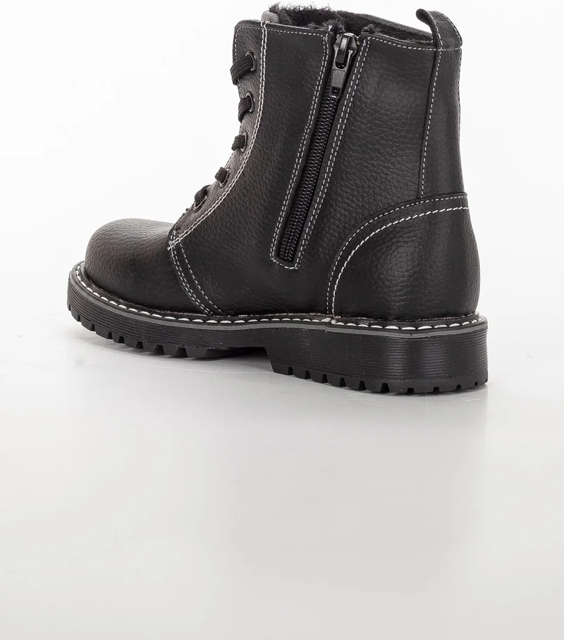 Dilimler Ayakkabı ŞirinYoung Orthopedic Zippered Leather Black Boy Boots