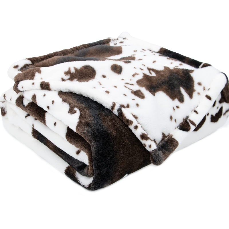 Cow Print Toddler Blanket 40x50 Inches  UltraSoft Sherpa Fleece for Baby  Kids Lightweight Nursery Stroller Blanket Gender Neutral Animal Throw for Car Seat Couch