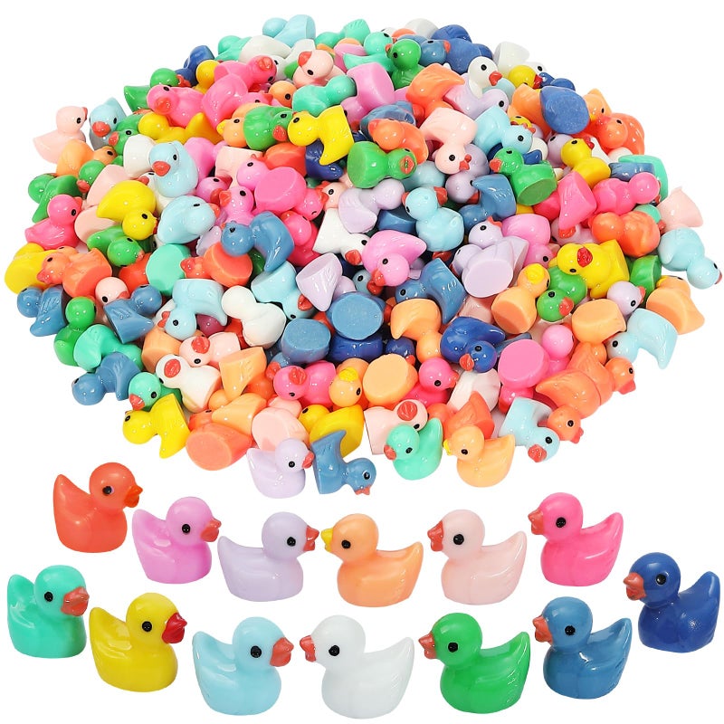 Rachan130 Pcs Mini Ducks Bulk Resin Duck Figurines for Miniature Landscape Garden Aquarium Potted Accessories Home Prank Game Dollhouse Decor Office Decompression - Image 1
