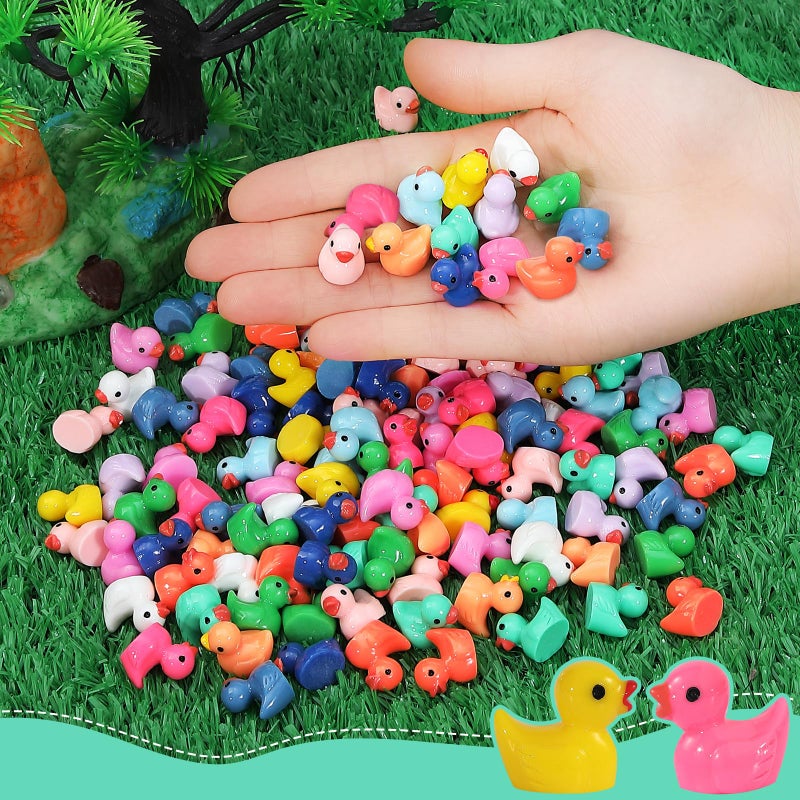 Rachan130 Pcs Mini Ducks Bulk Resin Duck Figurines for Miniature Landscape Garden Aquarium Potted Accessories Home Prank Game Dollhouse Decor Office Decompression - Image 3