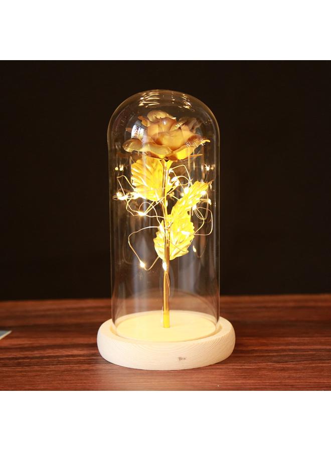 Bluejw Eternal Flower Glass Cover Simulation Rose Flower Ornaments Night Light Creative Christmas Valentine's Day Tanabata Festival Creative Gift - Image 1