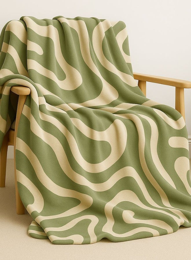 Snooze, Light blanket, Dark green waves design - Image 1