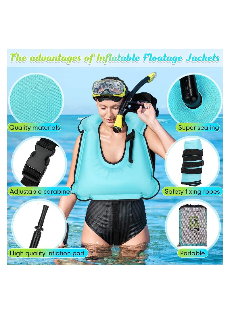 Inflatable Snorkel Vest, Adults Adjustable Light Snorkeling Jackets, Portable Swim Vest for Snorkeling Swimming Diving Surfing, 2Pcs - Image 5