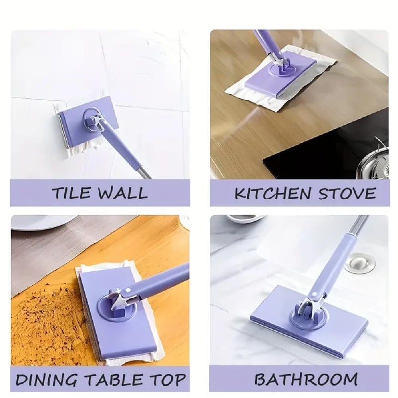 RRJ Household Flat Mop with Push Pull Cloth Changing Handle for Kitchen Bathroom and Tabletop Automatic Floor Cleaner with Changing Cloth Multipurpose Hands1 PCS Multi Color - Image 5