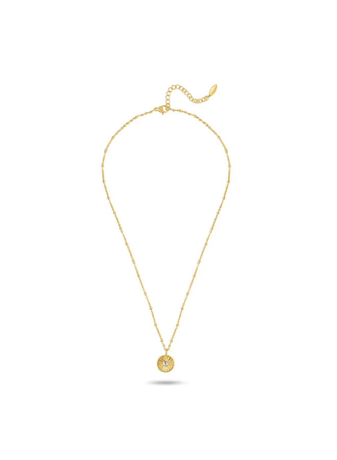 بوليس عقد إيريس ذهبي بقرص كريستالي للنساء