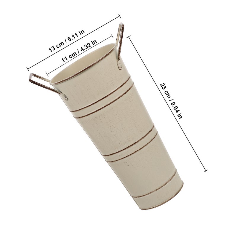 Retro Flowerpot Balcony Flower Bucket Vase Metal Round Bucket with Handle - Image 2