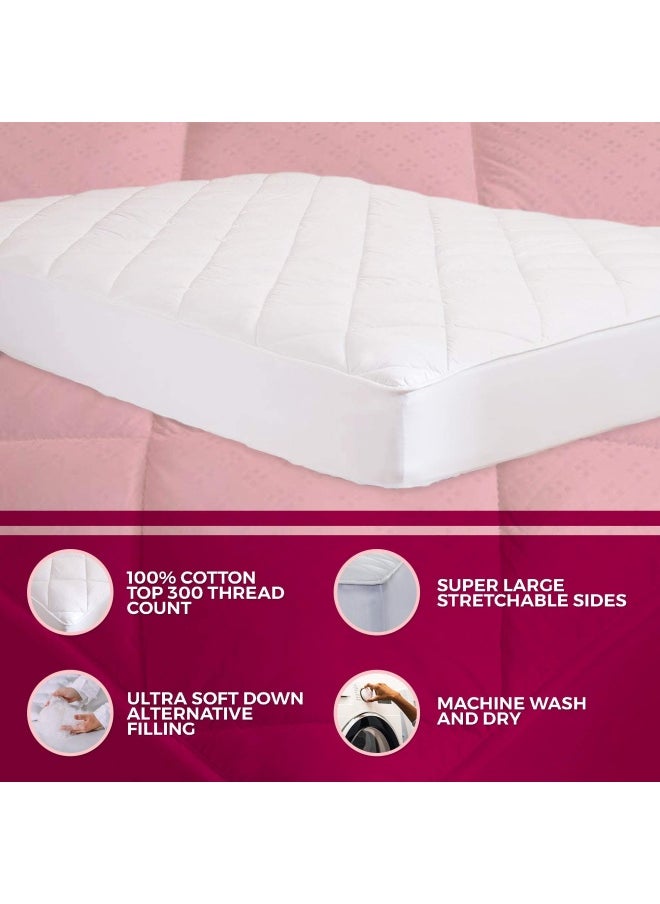Fitted Luxurious Down Alternative Mattress Pad 100 Cotton 300 Thread Count Daybed 33 X 75