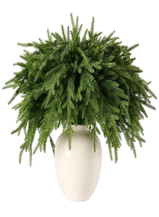 CLEANGOR 12Pcs 18'' Norfolk Pine Stems Realistic, Lifelike Christmas Greenery Pine Branches for DIY Wreaths, Vase Fillers, Indoor Outdoor Decor, Real Touch Christmas Decorations for Table, Mantle - Image 1