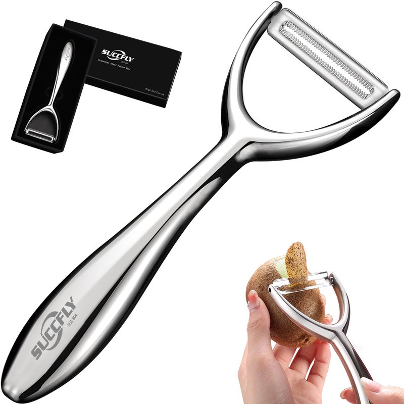 SUCCFLY Vegetable Peeler Stainless Steel Premium Potato Peelers for Kitchen Veggie Fruit Peeler Apple Carrot Cucumber PeelerUltra Sharp Rotary Blade Heavy Duty Ergonomic Handle 5year warranty