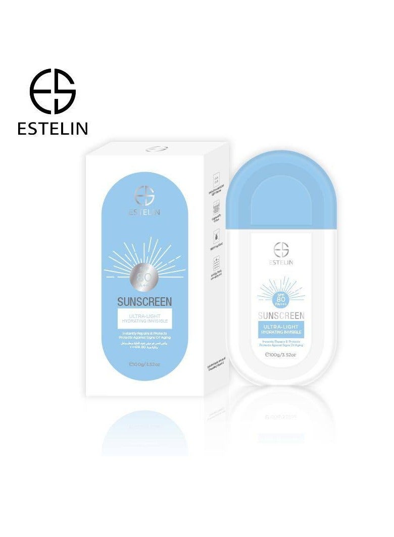 Estelin ULTRA-LIGHT Hydrating Invisible Sunscreen, SPF80 PA+++ - Image 1
