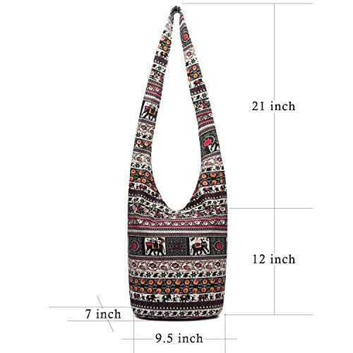 Coton Pose Women Shoulder Handbags Fashion canvas Hippie Crossbody Bags Bohemian Animal Prints Hobo Bags (Brown elephant) - Image 3