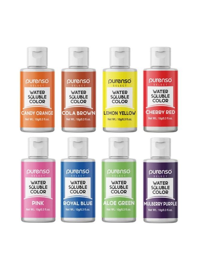 PURENSO Select Set Of 8 Colors Water Soluble Color (10G Each X 8 Bottles) I Food Grade Coloring For Diy Soap Shampoo Cream Lotion Making Dye  - Image 1