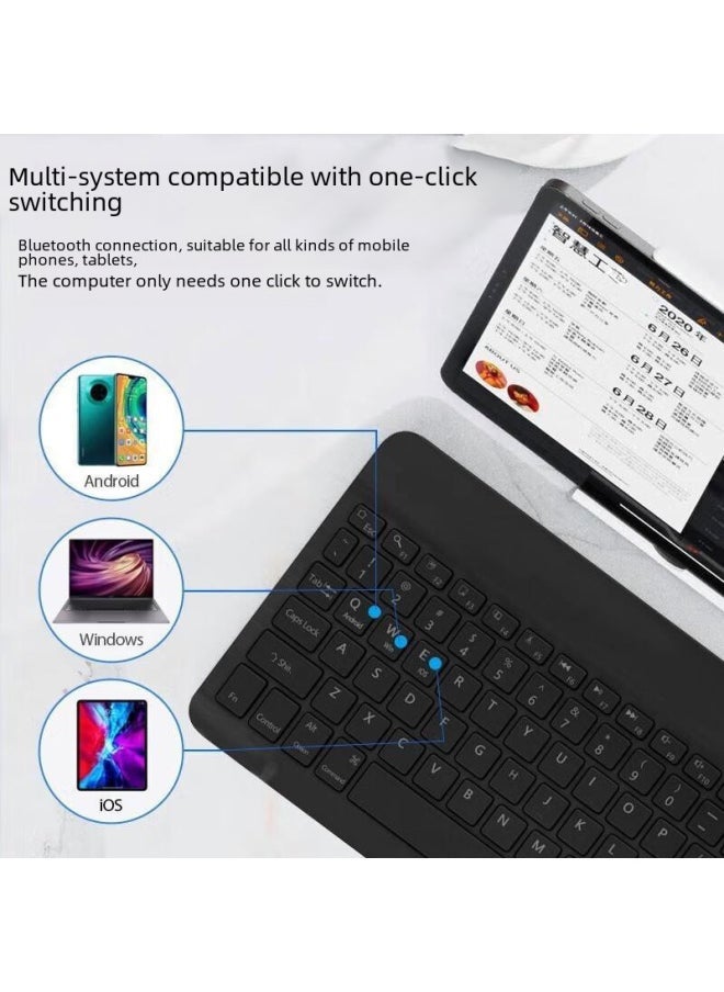 Generic - Bluetooth Keyboard Mouse Charging Set Silent Wireless Keyboard For Ipad Huawei Tablet Mobile Phone Digital Computer Accessories-Color:10 Inch Bluetooth Keyboard (charging)-Product Type:White - Image 1