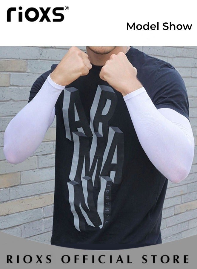 RIOXS 3 Pairs Summer Sunscreen Sleeve Cover Ice Silk UV Protection Arm Cover Cooling Compression Arm Cover for Mens and Womens Sports Gloves Arm Cover Sleeve  - Image 3