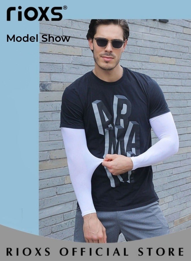 RIOXS 3 Pairs Summer Sunscreen Sleeve Cover Ice Silk UV Protection Arm Cover Cooling Compression Arm Cover for Mens and Womens Sports Gloves Arm Cover Sleeve  - Image 4