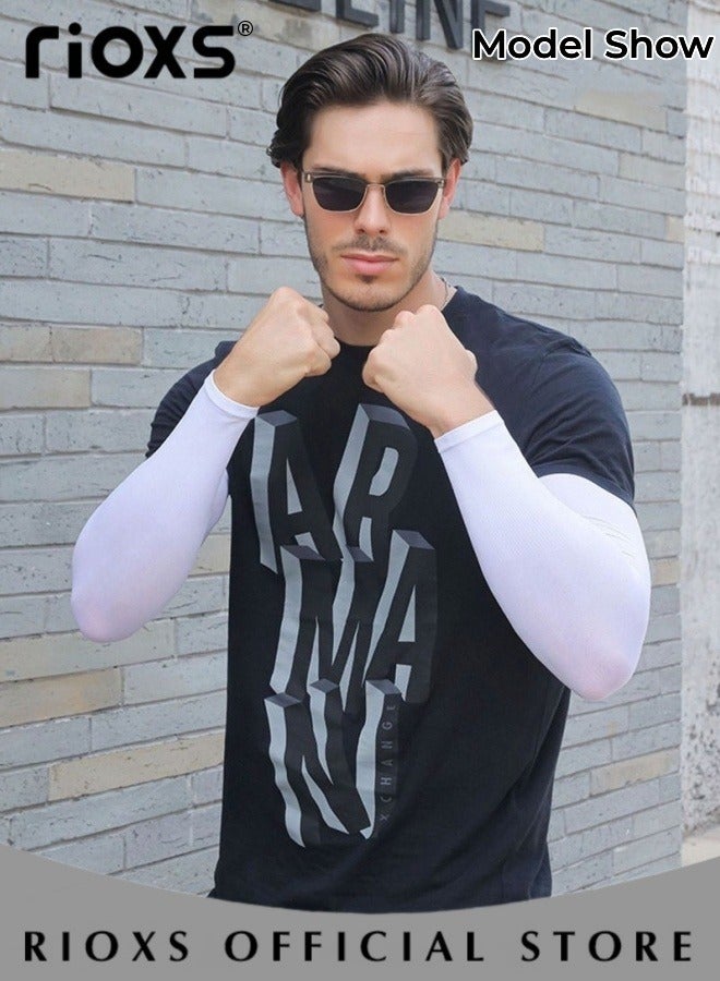 RIOXS 3 Pairs Summer Sunscreen Sleeve Cover Ice Silk UV Protection Arm Cover Cooling Compression Arm Cover for Mens and Womens Sports Gloves Arm Cover Sleeve  - Image 5