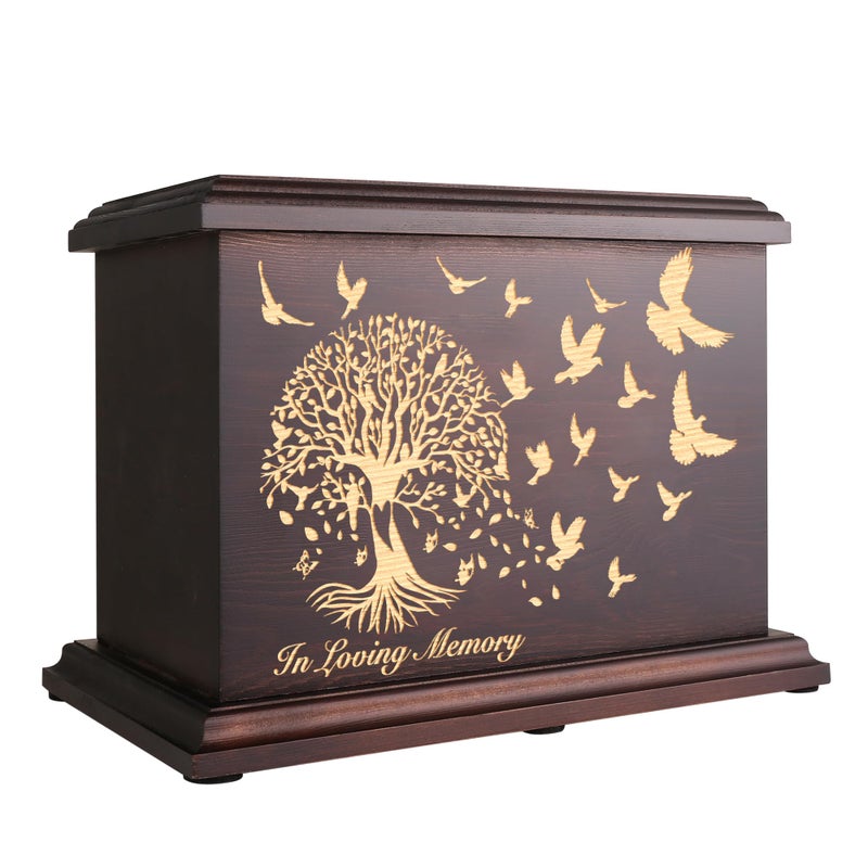 Cremation Memorial Urns for Human Ashes Adult Male Female Wooden Urns Box and Casket for Ashes Men Women Child Large Burial Funeral Urns for Ashes Holds Up to 270 LBS