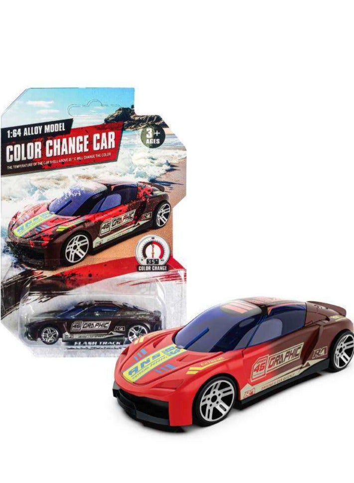 Alloy Car Model 1:64 Temperature Sensitive Color Change Racing Car Shock Resistant Sports after 35°C - Image 1