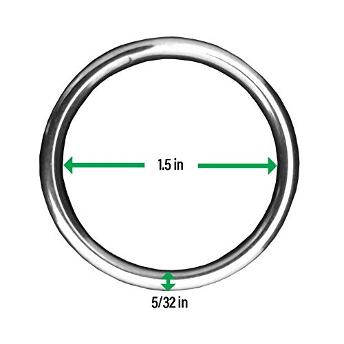 Tri Surge 316 Stainless Steel Round Ring Welded 5/32" x 1.5" (4mm x 38mm) Marine Grade O-Ring (4) anillo Redondo - Image 2