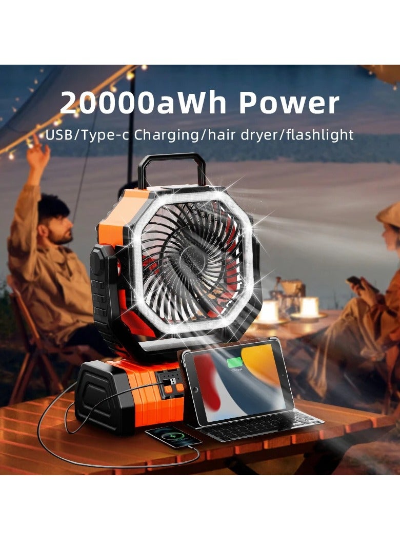 AROAQ مروحة تخييم مع فانوس LED، مروحة متذبذبة تعمل بالبطارية قابلة لإعادة الشحن مع جهاز تحكم عن بعد وخطاف، مروحة خيمة محمولة ومتينة مع مؤقت للتخييم في الهواء الطلق والنزهات، (أخضر) - Image 2