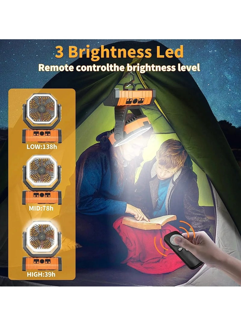 AROAQ مروحة تخييم مع فانوس LED، مروحة متذبذبة تعمل بالبطارية قابلة لإعادة الشحن مع جهاز تحكم عن بعد وخطاف، مروحة خيمة محمولة ومتينة مع مؤقت للتخييم في الهواء الطلق والنزهات، (أخضر) - Image 3