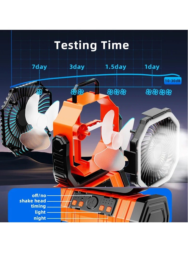 AROAQ مروحة تخييم مع فانوس LED، مروحة متذبذبة تعمل بالبطارية قابلة لإعادة الشحن مع جهاز تحكم عن بعد وخطاف، مروحة خيمة محمولة ومتينة مع مؤقت للتخييم في الهواء الطلق والنزهات، (أخضر) - Image 4