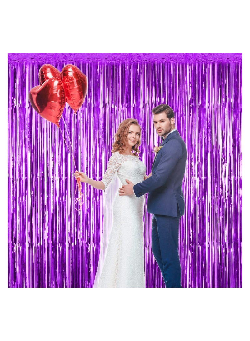 JOLLITY LLC Foil Fringe Curtain Multicolor Tinsel Metallic Party Photo Backdrop for Birthday Wedding Engagement Graduation Bridal Shower (2 Pack, 3.28 x 6.56 ft) (Purple) - Image 3