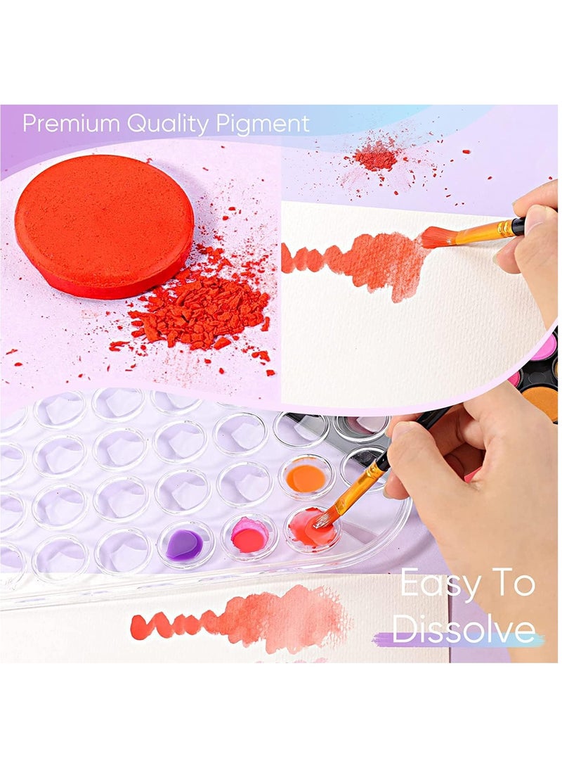 مارك طقم ألوان مائية، 48 لونًا غير سامة وقابلة للغسل | لوحة ألوان مائية مع فرشاة رسم للفنانين، الأطفال والكبار | مستلزمات الفنون والحرف اليدوية - Image 5