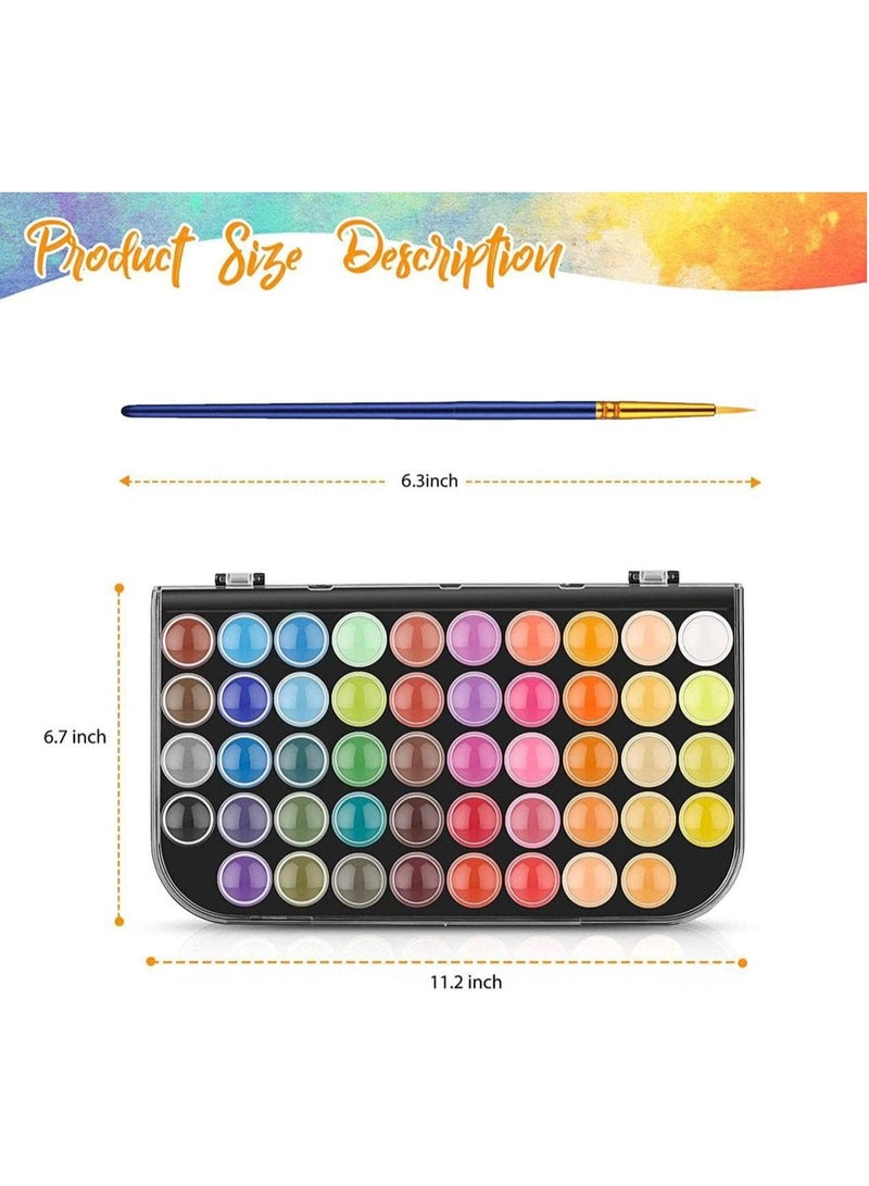 مارك طقم ألوان مائية، 48 لونًا غير سامة وقابلة للغسل | لوحة ألوان مائية مع فرشاة رسم للفنانين، الأطفال والكبار | مستلزمات الفنون والحرف اليدوية - Image 3