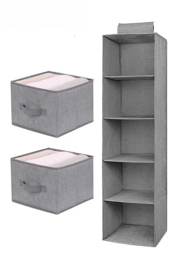EETU 5-Shelf Hanging Closet Organizer,Hanging Shelves For With 2 Removable Drawers,Hanging Shelf Organizer Bedroom Or Garment Rack - Image 1